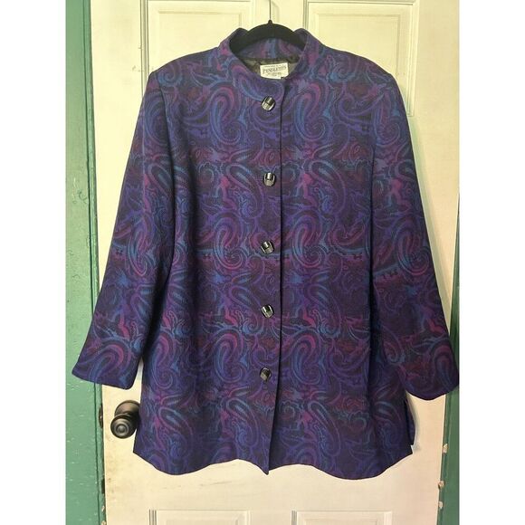 Vintage Pendleton Women's Wool Paisley Jacket Size 16W Purple & Blue Button-Up L - Picture 1 of 5